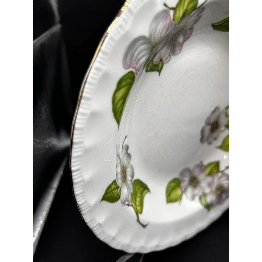 Vintage Pope Gosser Dogwood Serving Bowls Set of 6 Floral Scalloped Edge USA